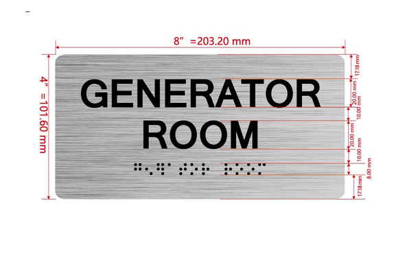 Generator Room Sign with Raised Letters & Grade 2 Hpd Sign
