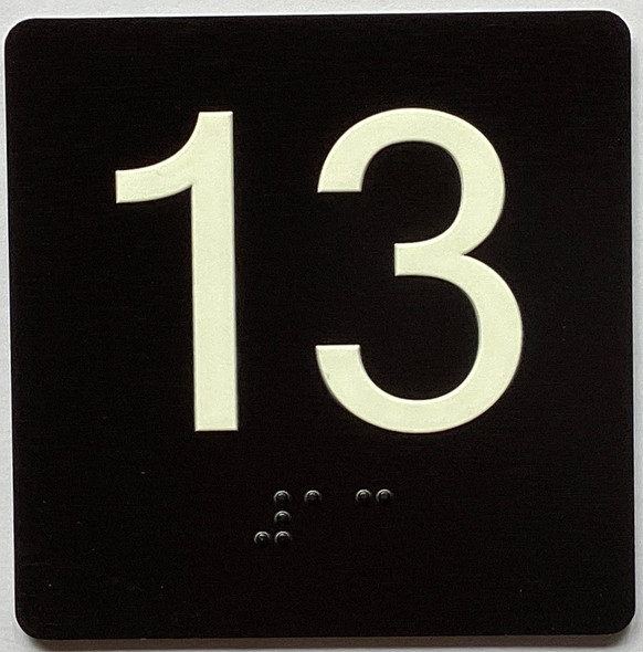 Elevator 13 Sign Elevator Jamb Plate Sign