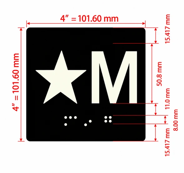 Star M Sign with Raised Letters Compliance Sign