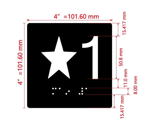 Star 1 Sign with Raised Letters Hpd Sign