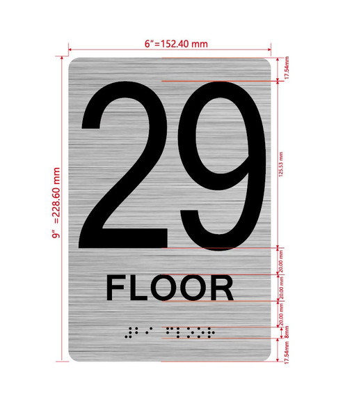 Floor 30 Sign with Raised Letters Hpd Sign