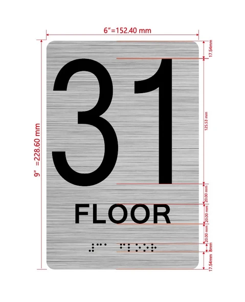 Floor 32 Sign with Raised Letters Hpd Sign