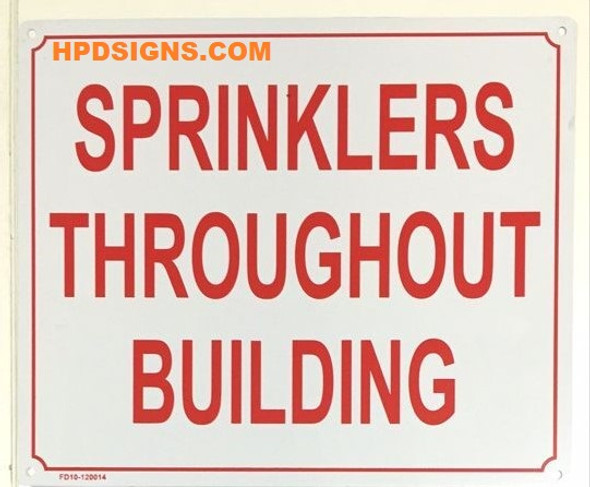 SPRINKLERS THROUGHOUT BUILDING Sign