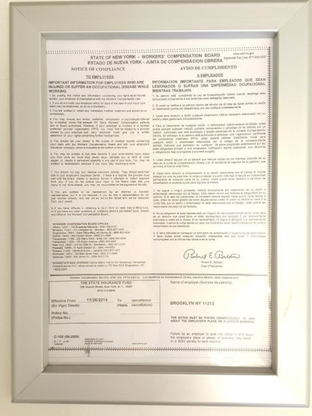 Worker's Compensation Notice Frame 8   (NOTICE FRAMES)