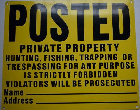 NO TRESPASSING Signage- YELLOW