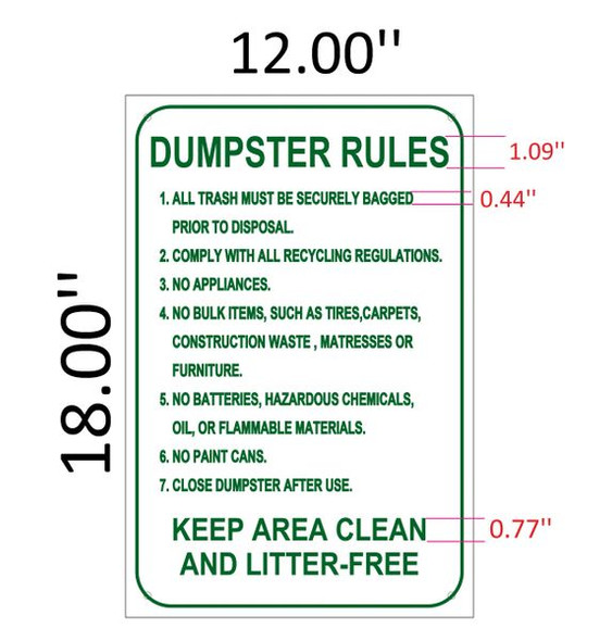 DUMPSTER RULES SIGNAGE