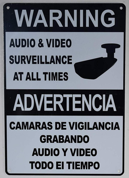 Warning Audio & Video Surveillance on Duty at All Times Signage