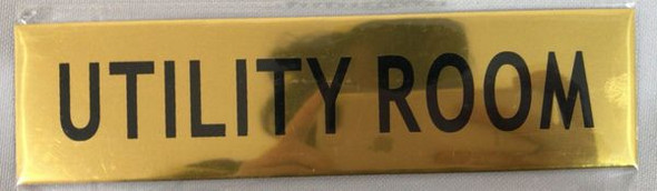 UTILITY ROOM SIGN - GOLD ALUMINUM