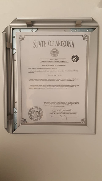 Certificate Frame state of Arizona Building Frame