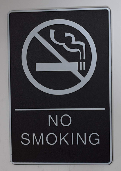 ADA NO Smoking Sign with Braille and Double Sided Tap -Tactile Signs  The Standard ADA line  Braille sign