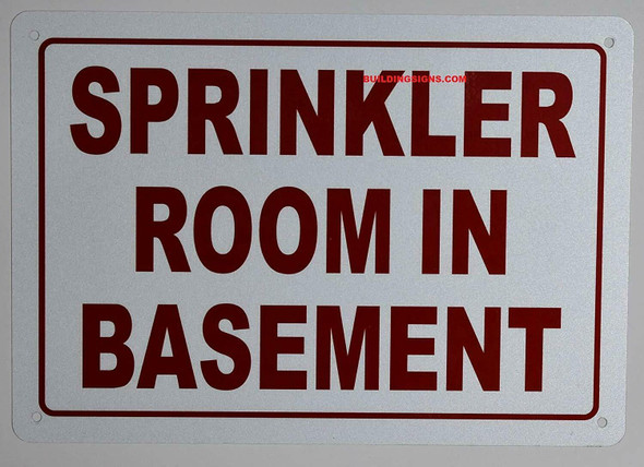 Sprinkler Room in Basement Signage