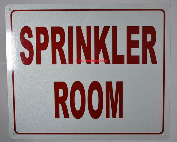 Sprinkler Room Sign, Engineer Grade Reflective Aluminum Sign (White,Aluminum )