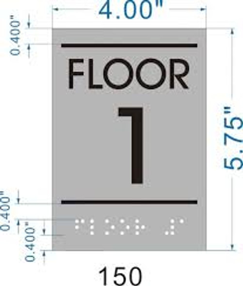 Floor number one (1) Sign -Tactile Signs  BRAILLE-( Heavy Duty-Commercial Use )  Braille sign