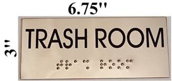 TRASH ROOM Sign -Tactile Signs Tactile Signs  BRAILLE-( Heavy Duty-Commercial Use )  Braille sign