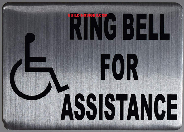 ADA-Ring Bell for Assistance with Symbol Sign -The Pour Tous Blue LINE -Tactile Signs   Braille sign