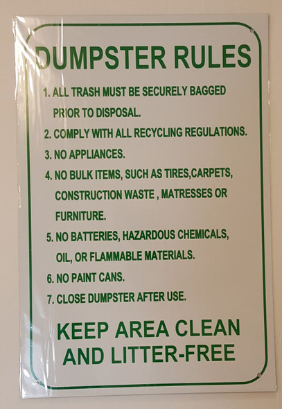 Dumpster Rules SIGN