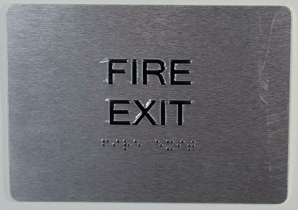 FIRE EXIT Sign with Tactile Text and Braille Sign -Tactile Signs The Sensation line Ada sign