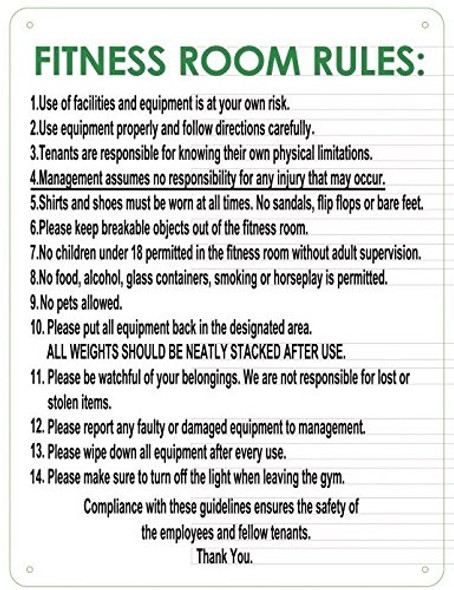 Fitness Room Rules Sign ( Aluminium 116)