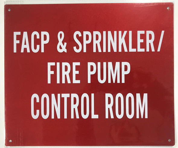 Sprinkler FIRE Pump Control Room Sign- RED - (Reflective !!! Aluminum, )