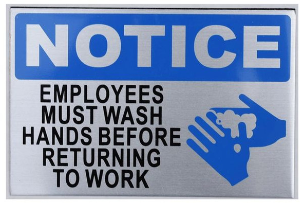 Employee Must WASH Hands Before Returning to Work Sign