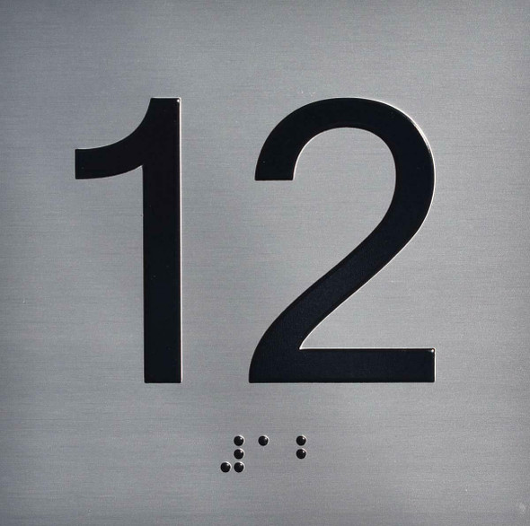 12TH Floor Elevator Jamb Plate Sign with Braille and Raised Number-Elevator Floor Number Sign  Elevator sign