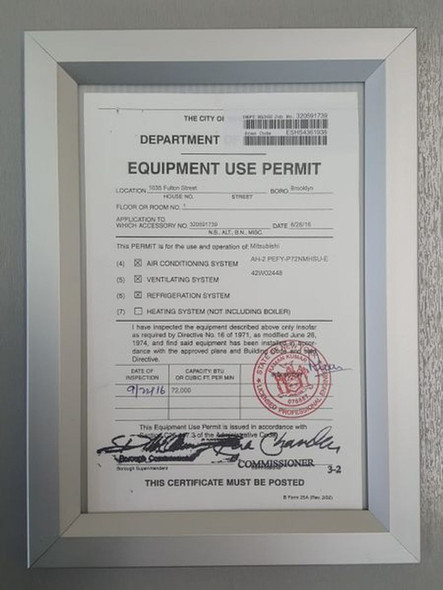 SIGN Elevator Permit Frame  Aluminium (Front Insert)