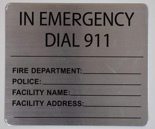 in Emergency dial 911 Signage (8x10, Silver)