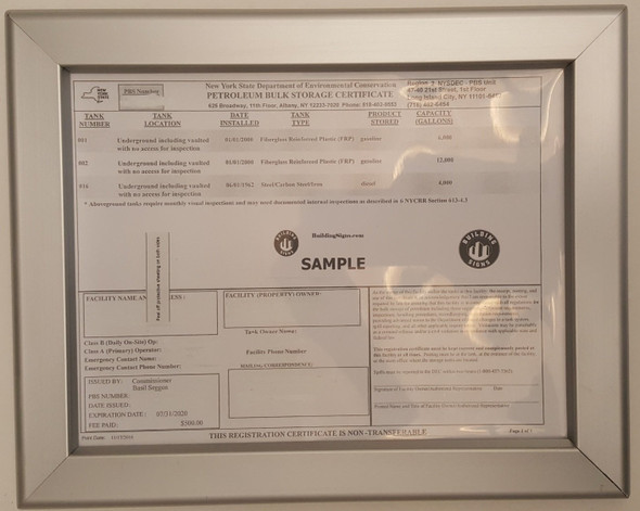 Storage Certificate frame NY Building Frame