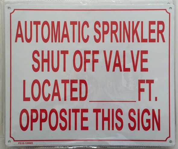 Automatic Sprinkler Shut-Off Valve Signage