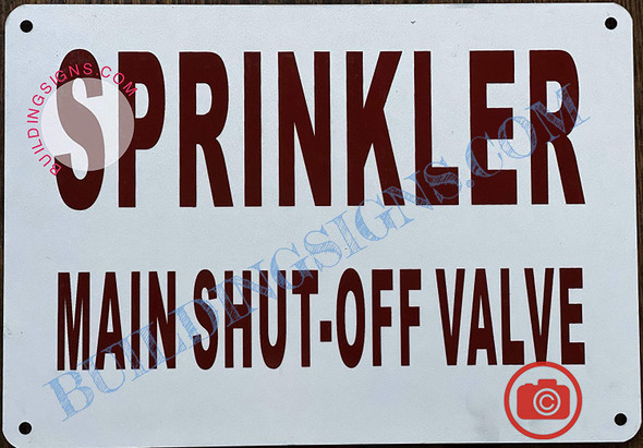 Sprinkler Main Shut-Off Valve Signage