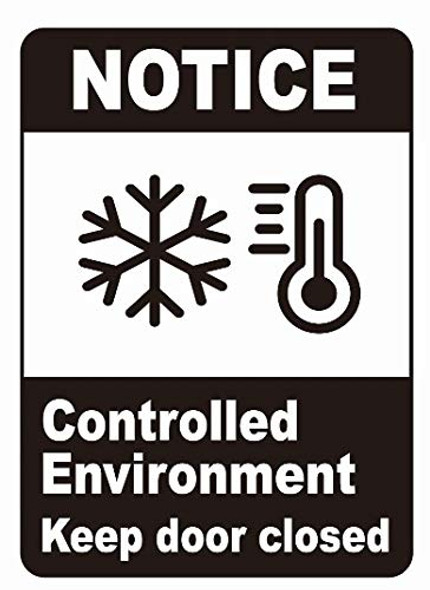 Notice Controlled Enviroment Keep Door Closed Decal Sticker Sign- Double Sided for Window.