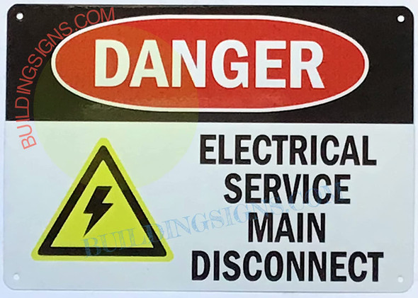 Danger:Electrical Service Main Disconnect Sign