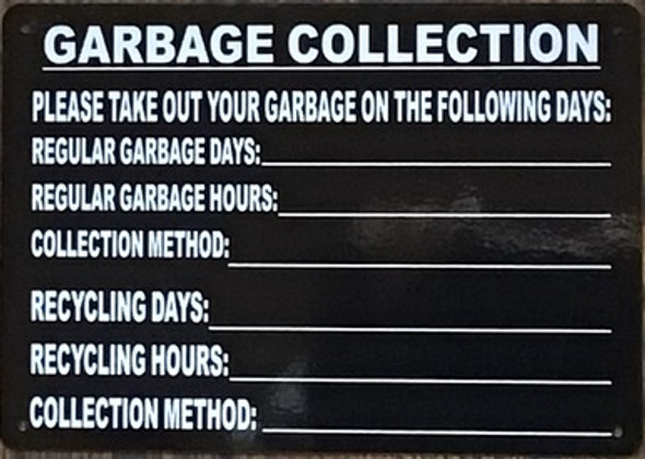 SIGNAGE Garbage Collection Days- HPD SIGNAGE