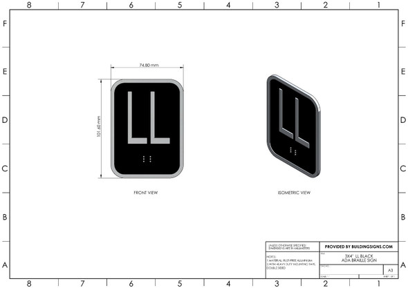 Elevator floor number LL  - Elevator Jamb Plate  LL