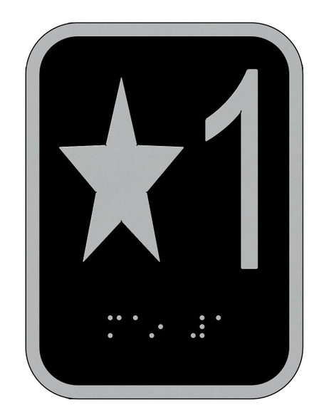 Elevator floor number Star 1 sign - Elevator Jamb Plate  Star 1 Sign