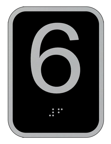 Elevator floor number 6 sign - Elevator Jamb Plate 6