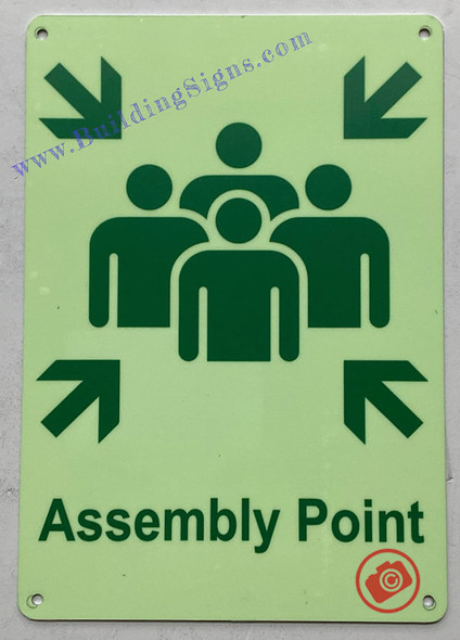 Photoluminescent ASSEMBLY POINT Signage