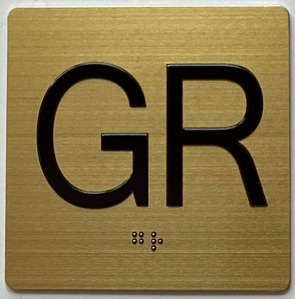 GR Elevator Jamb Plate sign With Braille and raised number-Elevator GROUND floor number sign  - The sensation line