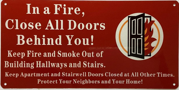 New York in A Fire, Close All Doors Behind You Sign, Meets NYC Admin Code 15-135