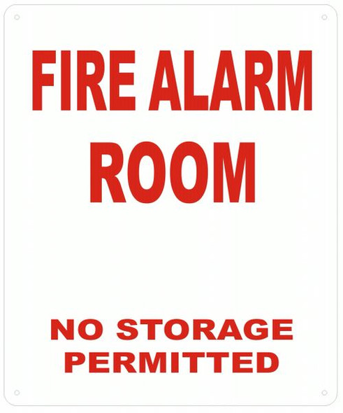 FIRE ALARM ROOM NO STORAGE PERMITTED SIGN - REFLECTIVE !!!  WHITE