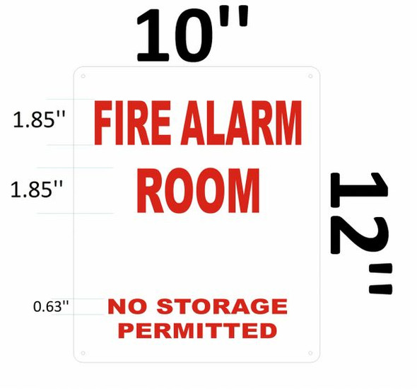 FIRE ALARM ROOM NO STORAGE PERMITTED SIGNAGE - REFLECTIVE !!!  WHITE