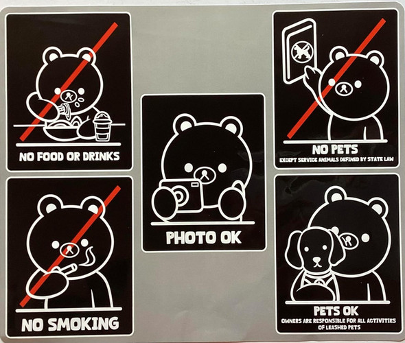 Signage  No Pets, No Food, No Smoking, Pets OK Retail Sticker/Decal