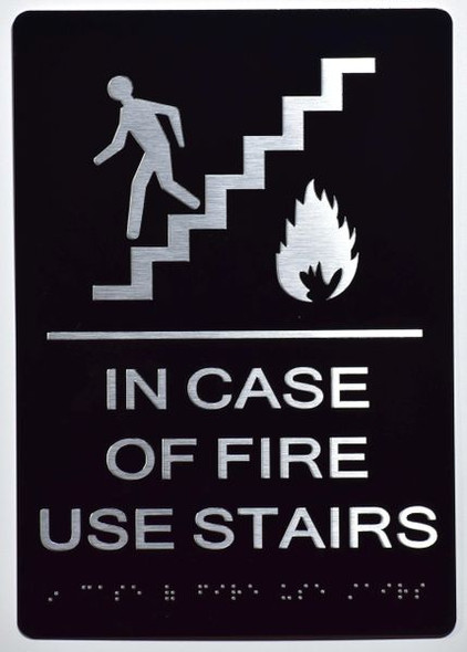 In Case of Fire Use Stairs - DO NOT Use this Elevator SIGN -The Sensation line -Tactile Signs  Braille sign