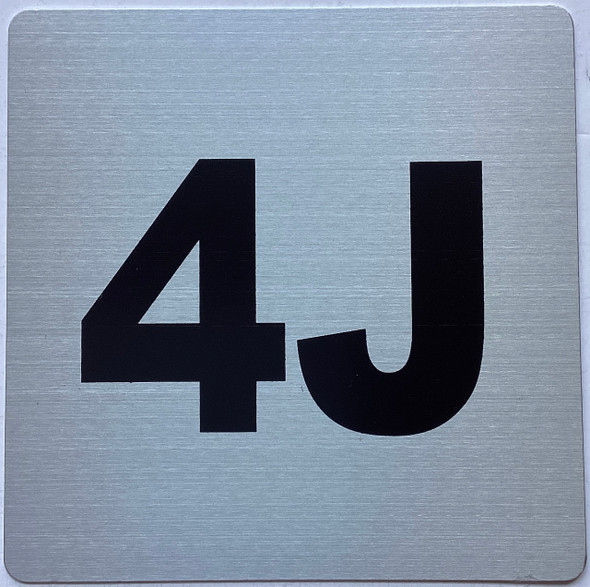 Apartment number 4J sign