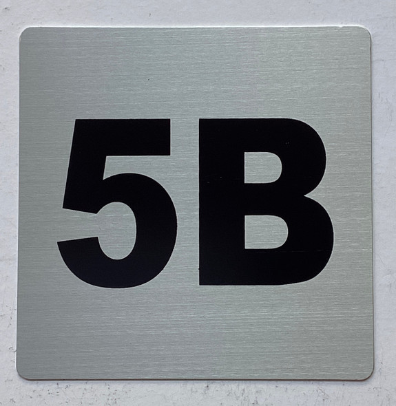 Apartment number 5B sign