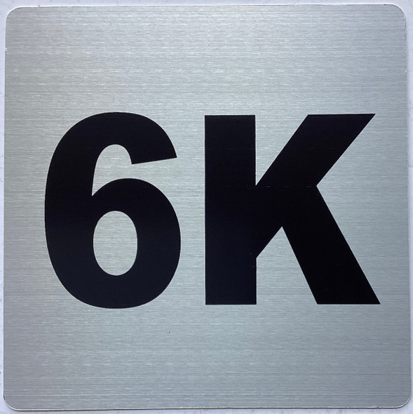 Apartment number 6K sign