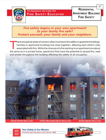 Residential Apartment Fire Safety Flyer Form NYC