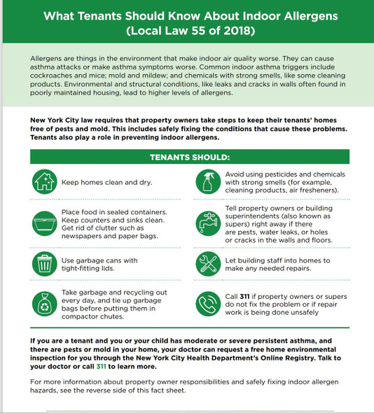 Indoor allergens annual notice and pamphlet