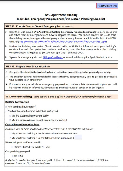 Emergency Preparedness/ Evacuation Planning Checklist for Tenant