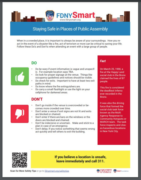 staying safe in places of public assembly NYC